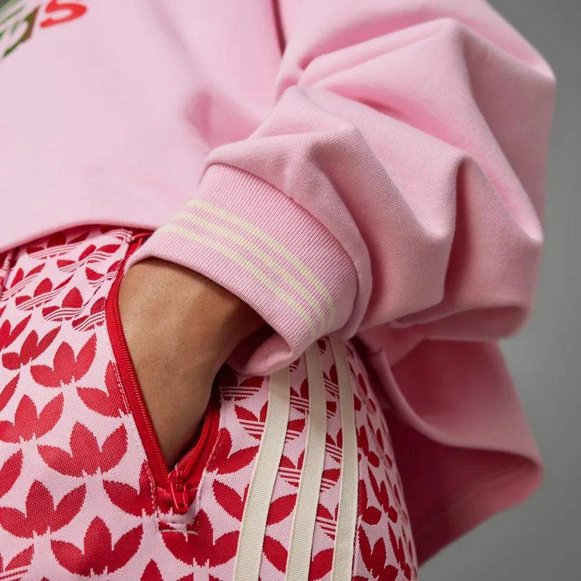 Adidas Originals SS23 Adicolor Серия Ретро 70-х Худи с длинным рукавом и принтом с логотипом-буквой Женское худи Розовый IK7863