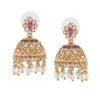Elegant Women's Jhumka Estele Earrings with Rose Gold Plated and CZ, Pearls and Pink Crystals
