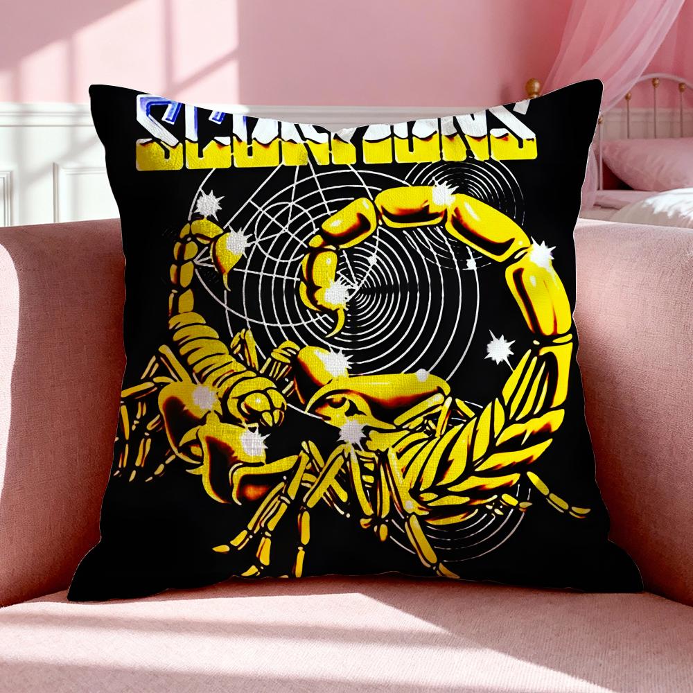 Band SScorpions Cushion Cover Breathable Linen Pillowcase Summer Odorless EcoFriendly Invisible Zipper Washable