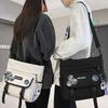 Canvas Bag Tutor Bag Tutor Bag Primary School Students Girls and Boys Multiple Pockets Hand Held One Shoulder Crossbody Bag Trend