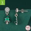 Yinziyun Christmas Tree Sterling Silver Stud Earrings for Women - Trendy Green Enamel Holiday Jewelry.