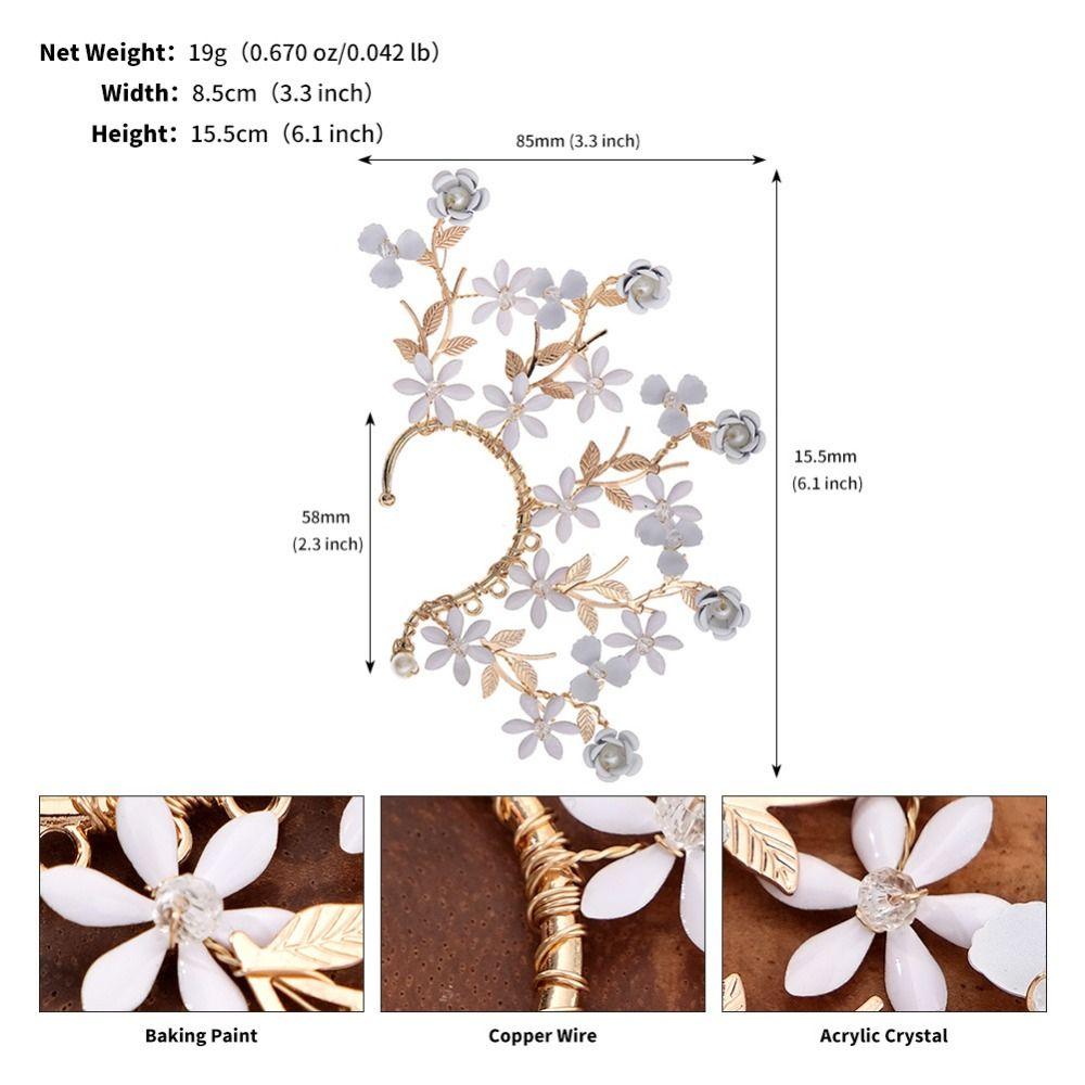 Fairy Pearl Flower Ear Cuffs Chic Rhinestone Ear Clips Fashion Butterfly Elf Ear Cuff Women