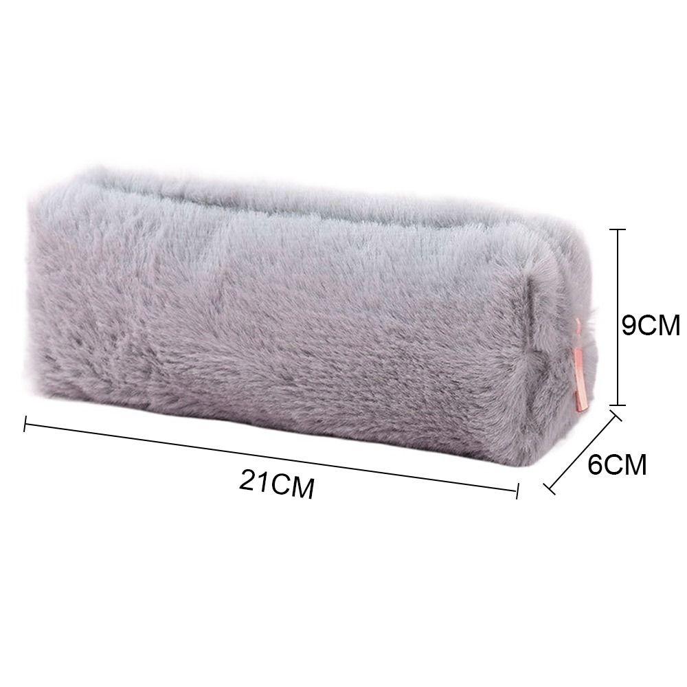Makeup Pouch Handbags Plush Pencil Case Large Capacity Pencil Bag Stationery Pen Bag Solid Color