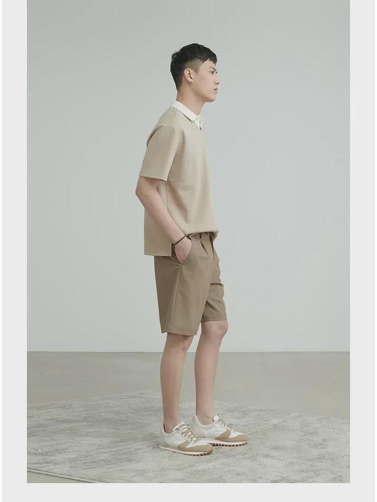 Мужская летняя повседневная однотонная рубашка поло