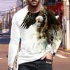 New 3D Eagle Print Mens Tshirts Long Sleeve Tees Round Neck Casual Pullover Mens Clothing Plus Size