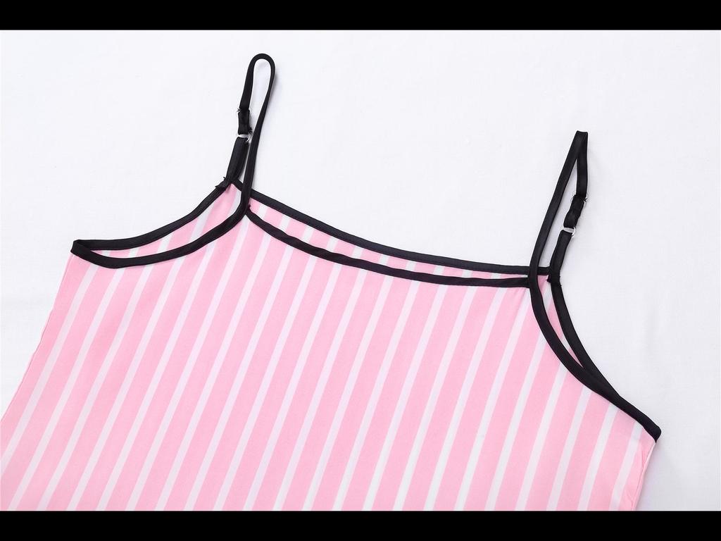 "Korean Striped Women's Seven-Piece Pajama Set for All Seasons"