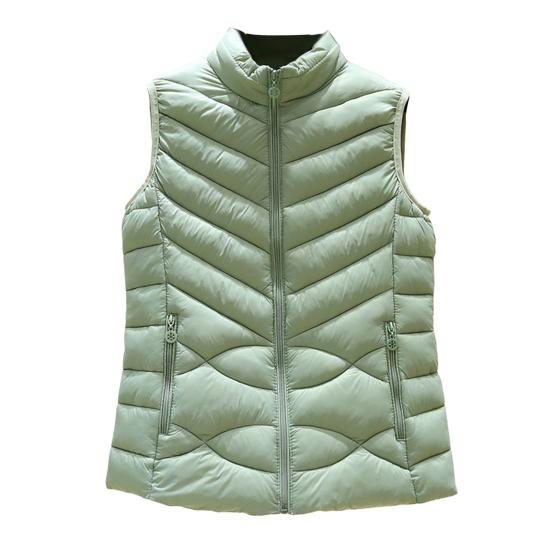 Women's Padded Vest Autumn Winter Ultra Light Zipper Closure Warm Sleeveless Jacket Slim Fit Windproof Stand-up Collar Waistcoat for Home Work