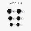 Natural Black Agate Stud Earrings 925 Sterling Silver Round Daily Hypoallergenic Earring 4mm 5mm 6mm Jewelry For Women