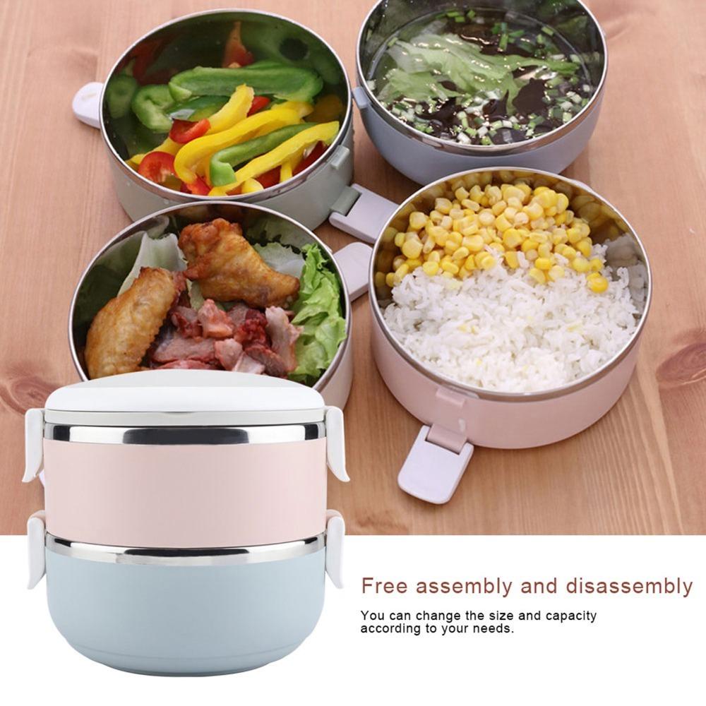 Stainless Steel Leakproof Food Container 2/4 Tier Food Container Thermal Lunch Box For Office