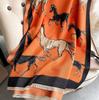 Elegant Autumn And Winter Versatile Horse Jacquard Imitation Cashmere Scarf Women'S Short Beard Tassel Travel Outside With Warm Scarf