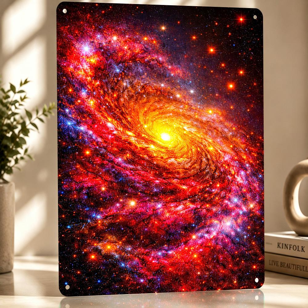 Vibrant Spiral Galaxy Metal Poster Perfect Gift for Fans Lovers Personalized Wall Art Metal Sign for Bedroom Stuff Decor Luxury