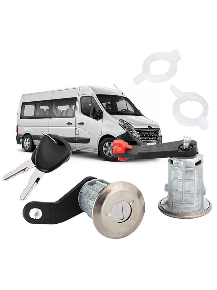 Левый и правый цилиндр замка двери автомобиля с двумя ключами для MOVANO 1998-2016 7701470944 7701470945 256522 256523