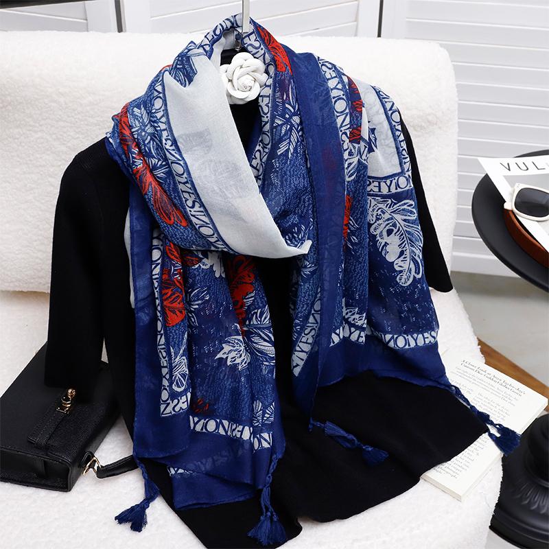 Хлопковый шаль с цветочным тиснением; Вискозный шарф для женщин; пляж; Солнцезащитный; Мусульманский хиджаб-обертывание