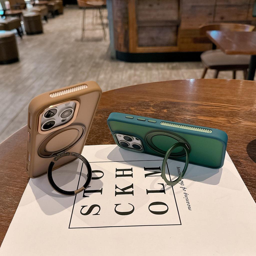 Applicable To Apple 16proMax Matte Rotary Bracket Mobile Phone Case IPhone 15 Magnetic 14 Anti-fall Protection Case