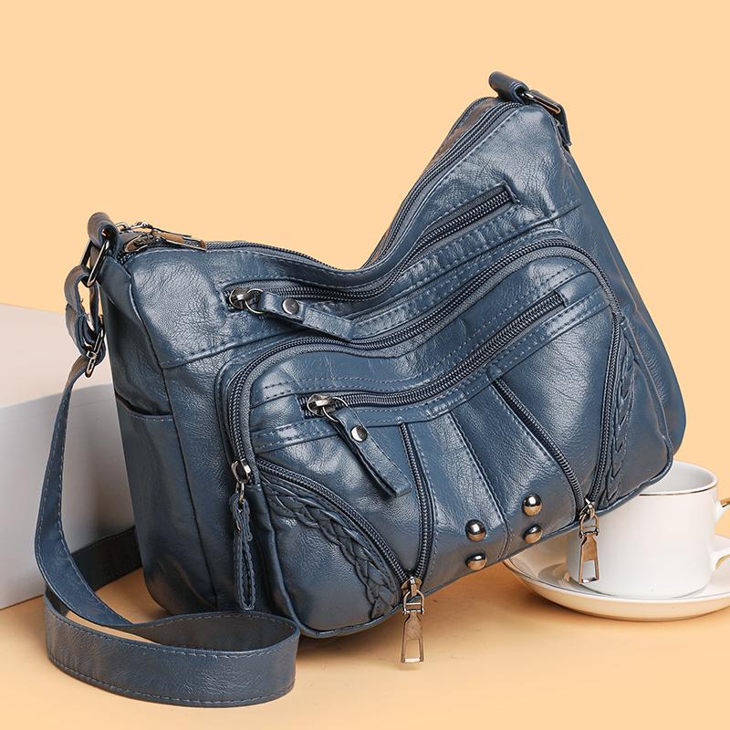 Женская сумка из мягкой кожи, многослойная, через плечо, сумка через плечо, сумка для матери