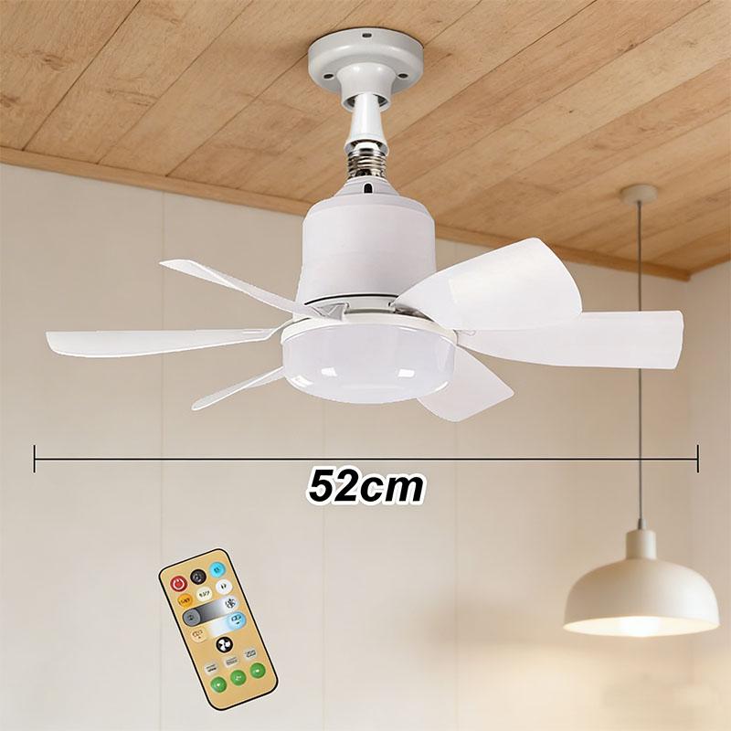 E27 Base Led Ceiling Fans Lights Bulb Ceiling Fan with Light and Remote Control 3 Colors 3 Speeds 42/52cm for Bedroom Dimmable