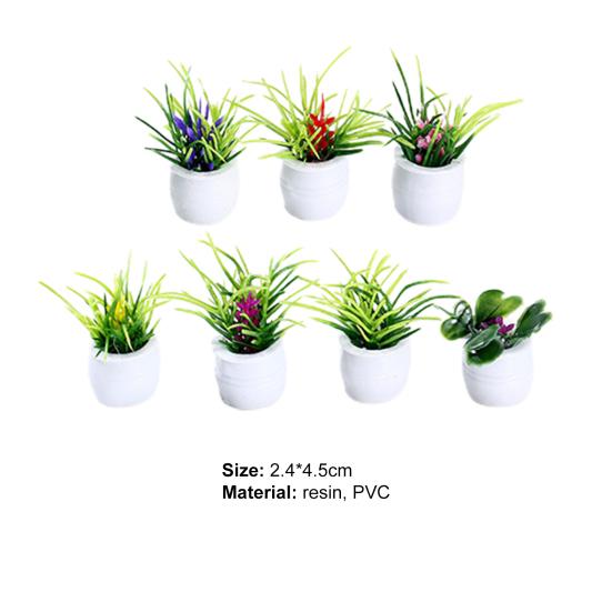 1 Set Potted Plant Statue DIY Weather-resistant PVC Delicate Detail Mini Flower Miniature Home Decor