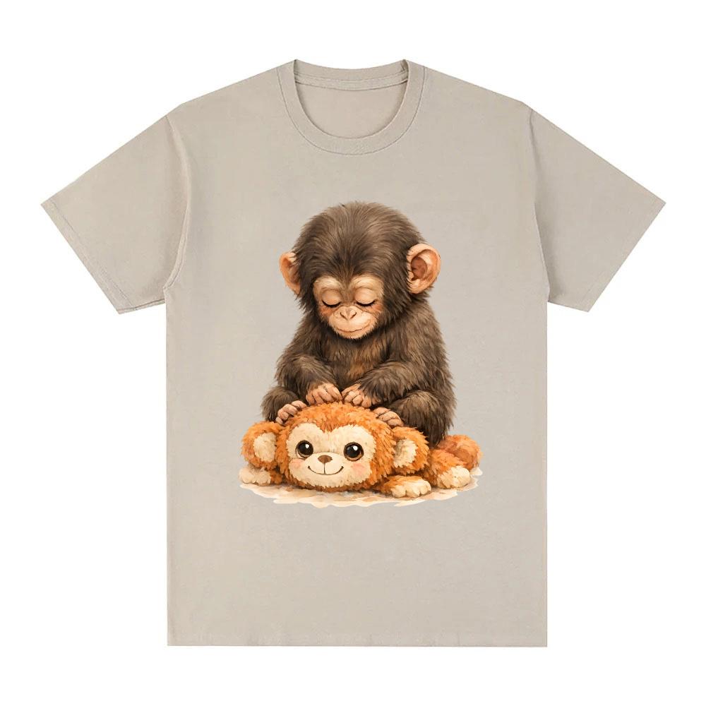 Футболка Punch Monkey с принтом японской макаки Высококачественная футболка Модная Кавайная 100% Хлопок Женская/Мужская Camisetas