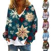 Women's Jacket Fashion Casual Christmas Print Long Sleeve Coat