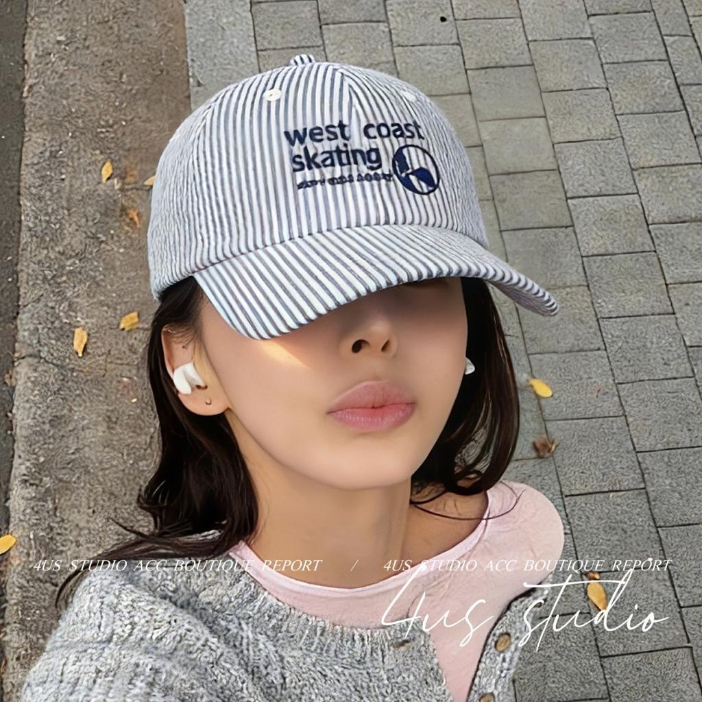 Spring And Summer Striped Embroidered Cap Korean Small Fresh And Quick-Drying Breathable Sun Hat Sun Protection Baseball Cap