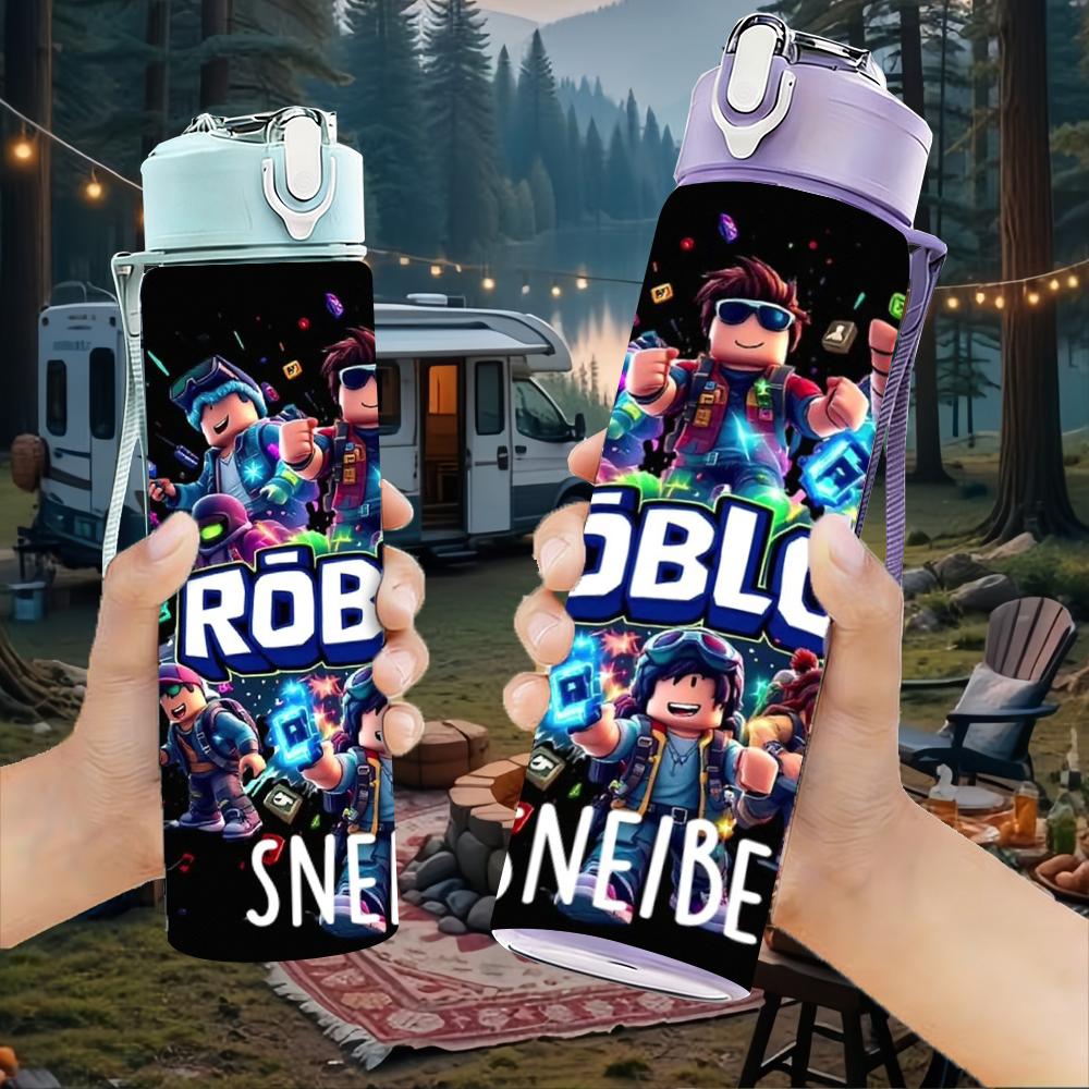1PC Roblox Sneider Character Collage Poster 750ml Color Plastic Water Bottle Leakproof Flip Straw Lid For Sports Office Home Use