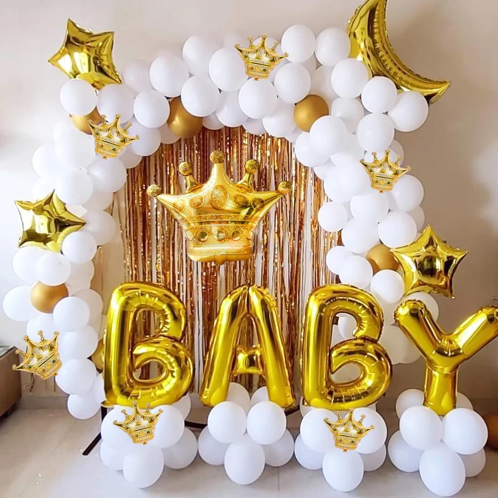 14pcs Big and Small Gold Crown Aluminum Film Balloon Set Party Decoration Photography Wedding baby shower Birthday Supplies