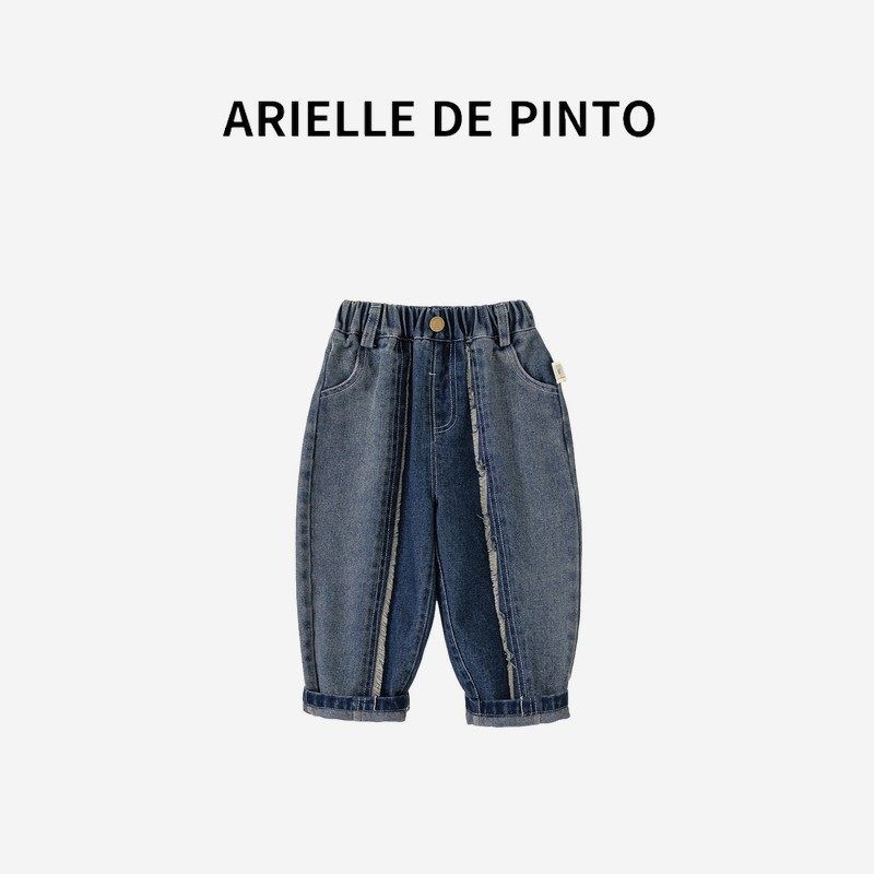 Французский костюм для мальчика Arielle De Pinto Весенне-осенний стиль Корейский стиль Повседневный С буквенным принтом Лацкан Мультяшный Двухпредметный комплект