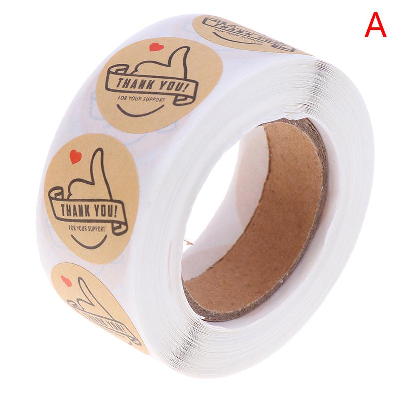 500 этикеток/рулон Круглая натуральная крафт-бумага Спасибо Наклейка Печать Этикетки Наклейка