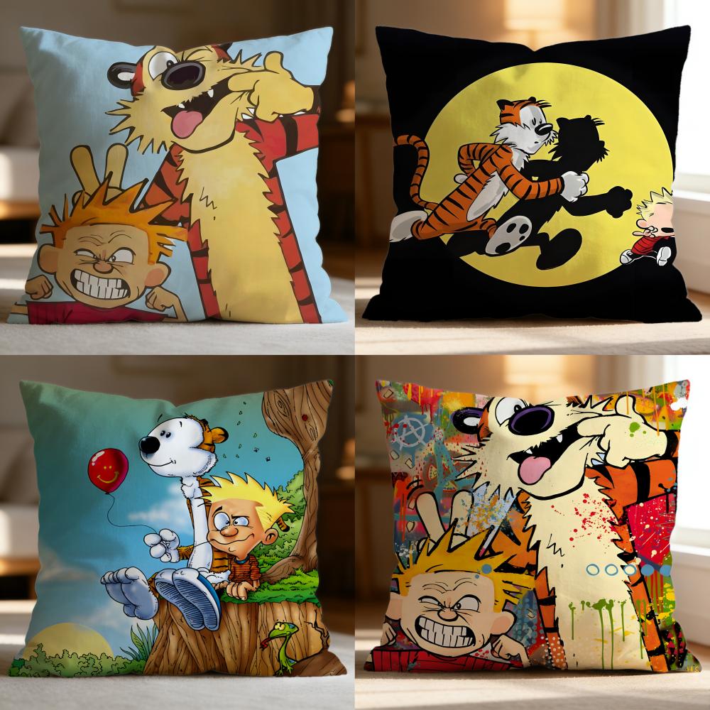 Hot CCalvin and Hobbeses Cushion Cover Soft Washable Pillow Case Multi-Scene for Couch Bed Travel Office Use
