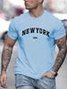 Men's Summer Fashionable Casual Loose Plus Size New York Usa 3D Printed Slim Fit Sports Round Neck Short Sleeved Mens T-shirt