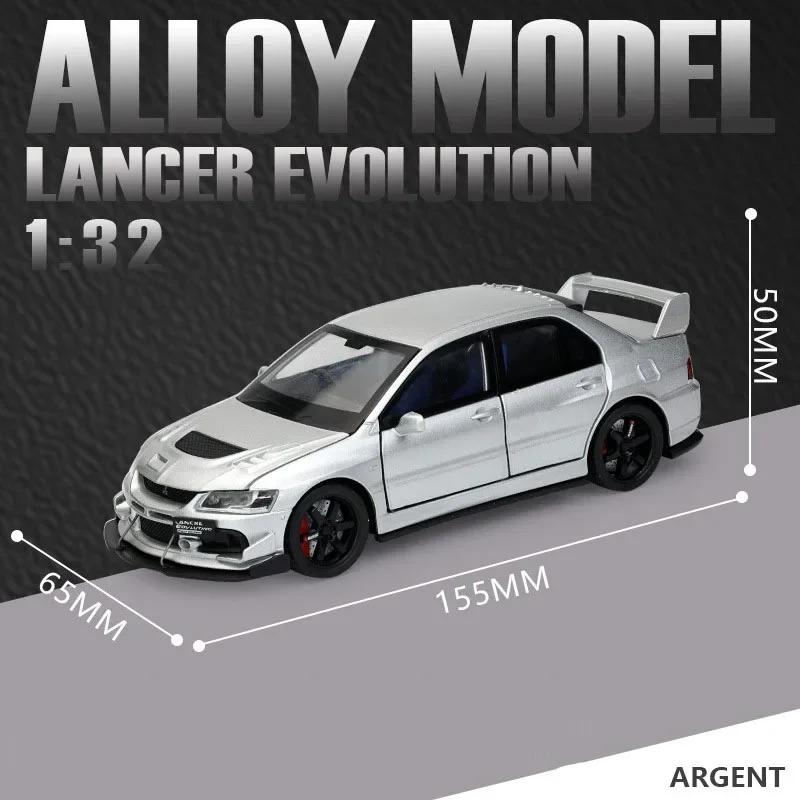 1:32 Model Toy Mitsubishi Lancer Evolution IX Sports Cars Alloy Diecast Pull Back 6 Doors Opened Sound Light Supercar Kids Gifts