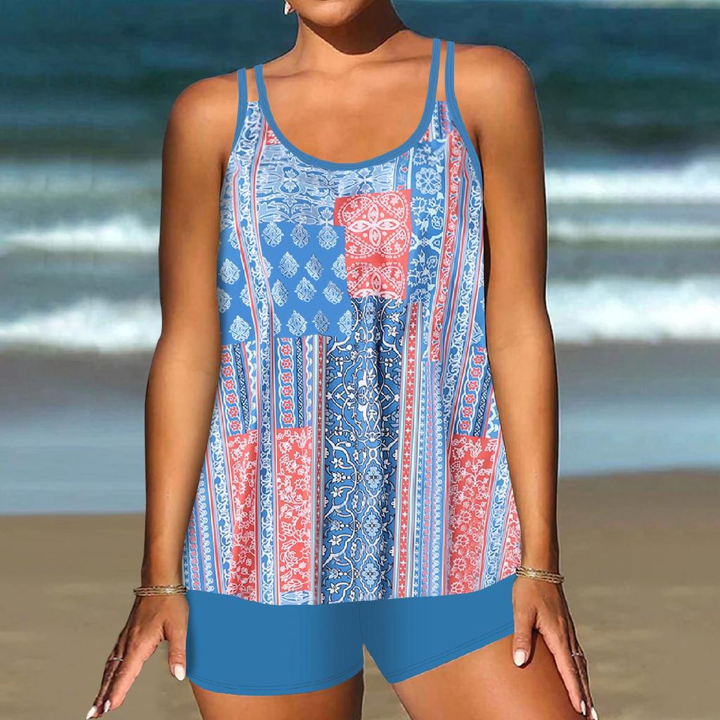 Женский сексуальный приталенный купальник с принтом на слинге и раздельном бикини плюс размер купальника (Два куска)