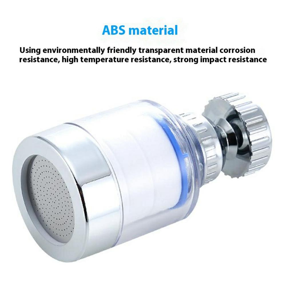 Water Faucet Filter Splash Proof Sprayer Kitchen Tap Pressure Booster Rotatable Spout with 2 Filter Cartridges