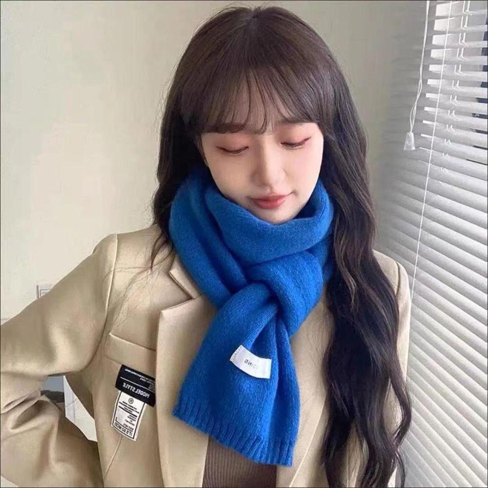 Korean Style Solid Color Scarf Long Neck Cover Shawl Simple Winter Knitting Scarf Girl