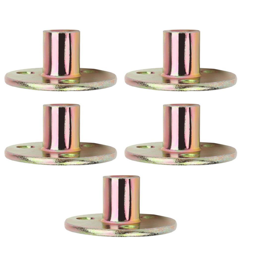 5 Pcs T Nut Flange 3 Hole Galvanized Iron Furniture Fixing Tee Round Base NutM8