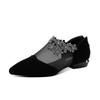 Women Mesh Shoes 2021 Spring Korean Style Low Heels Sexy Pointed Toe Square Heel Female Footware Black Big Size