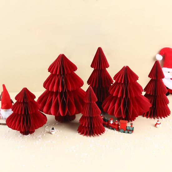 Сотовая Рождественская елка 3D Сотовая настольная центральная композиция Складная бумажная елочная игрушка для зимнего домашнего рождественского украшения для вечеринки