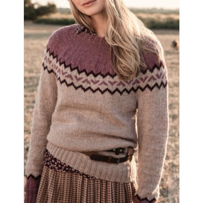 DAFIFY Женская мода повседневная осень-зима ромбовидный узор с длинным рукавом и круглым вырезом свитера