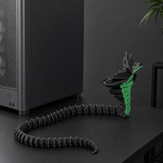 Украшение-Змея, Позабельная 3D-печатная фигурка змеи с подвижными суставами, Гибкие позы, Животное в темной тематике, Настольное коллекционное украшение