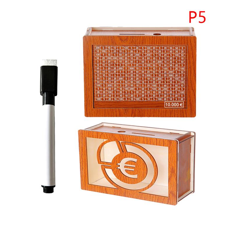 Декоративная копилка из натурального дерева со счетчиком, копилка ручной работы для творческих детей, цель по экономии денег 10000 евро