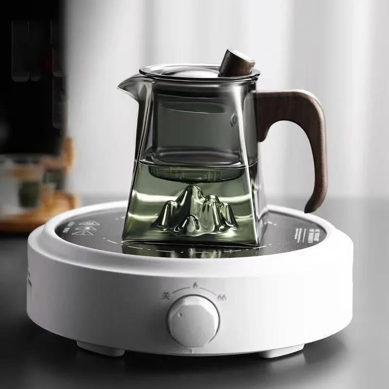 500 мл стеклянный чайник, термостойкий квадратный стеклянный чайный сервиз, китайская чашка кунг-фу с ручкой и крышкой, фильтр для чайника, чайный сервиз, аксессуары