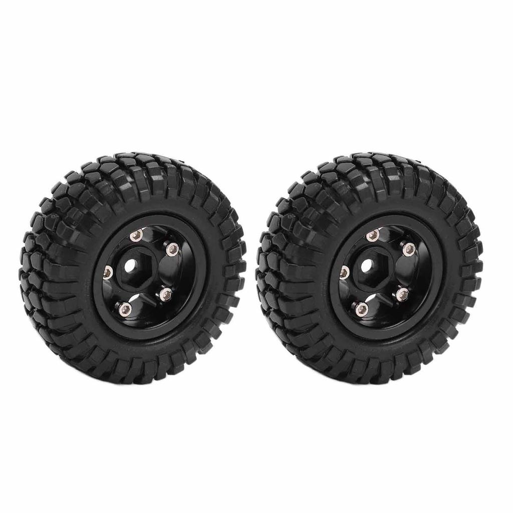 2Pcs RC Wheels Metal Remote Control Car Tires Replacement Parts for Axial SCX24 90081Black