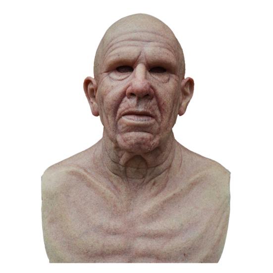 Old Man Masque for Adults Realistic Latex Elderly Human Full Head Cover with Lifelike Wrinkle for Halloween Masquerade Cosplay Costume Props