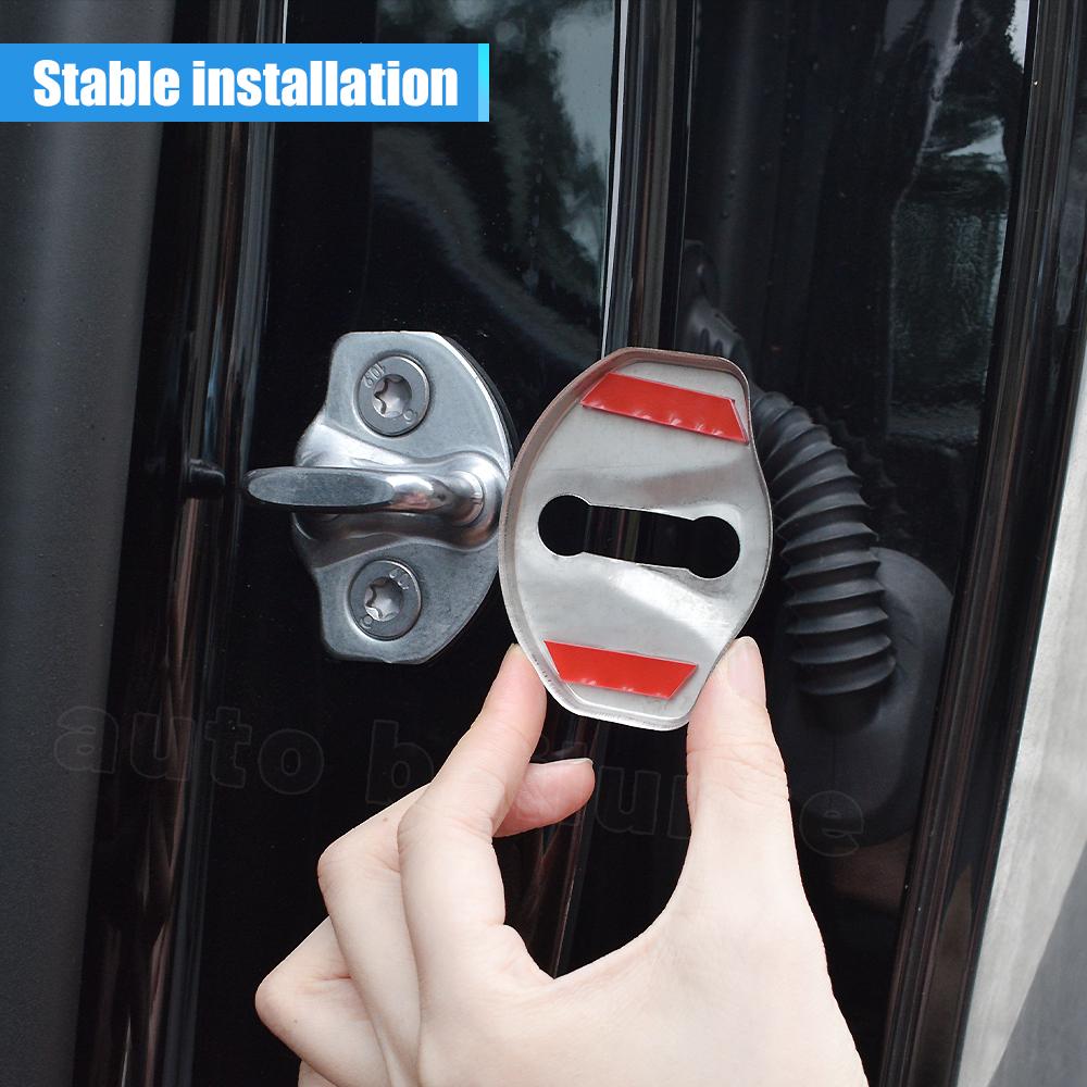 Пряжка дверного замка автомобиля, дверной замок, черный/металлический стикер из углеродного волокна для Tesla Model Y 2023 2022, украшение