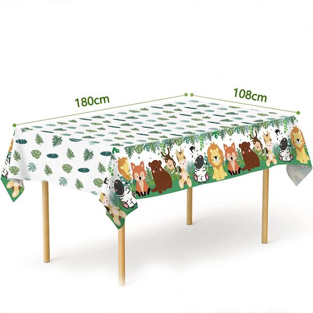 Скатерть с животными, листьями, жирафами, скатерти для сафари в джунглях, украшения для дня рождения 