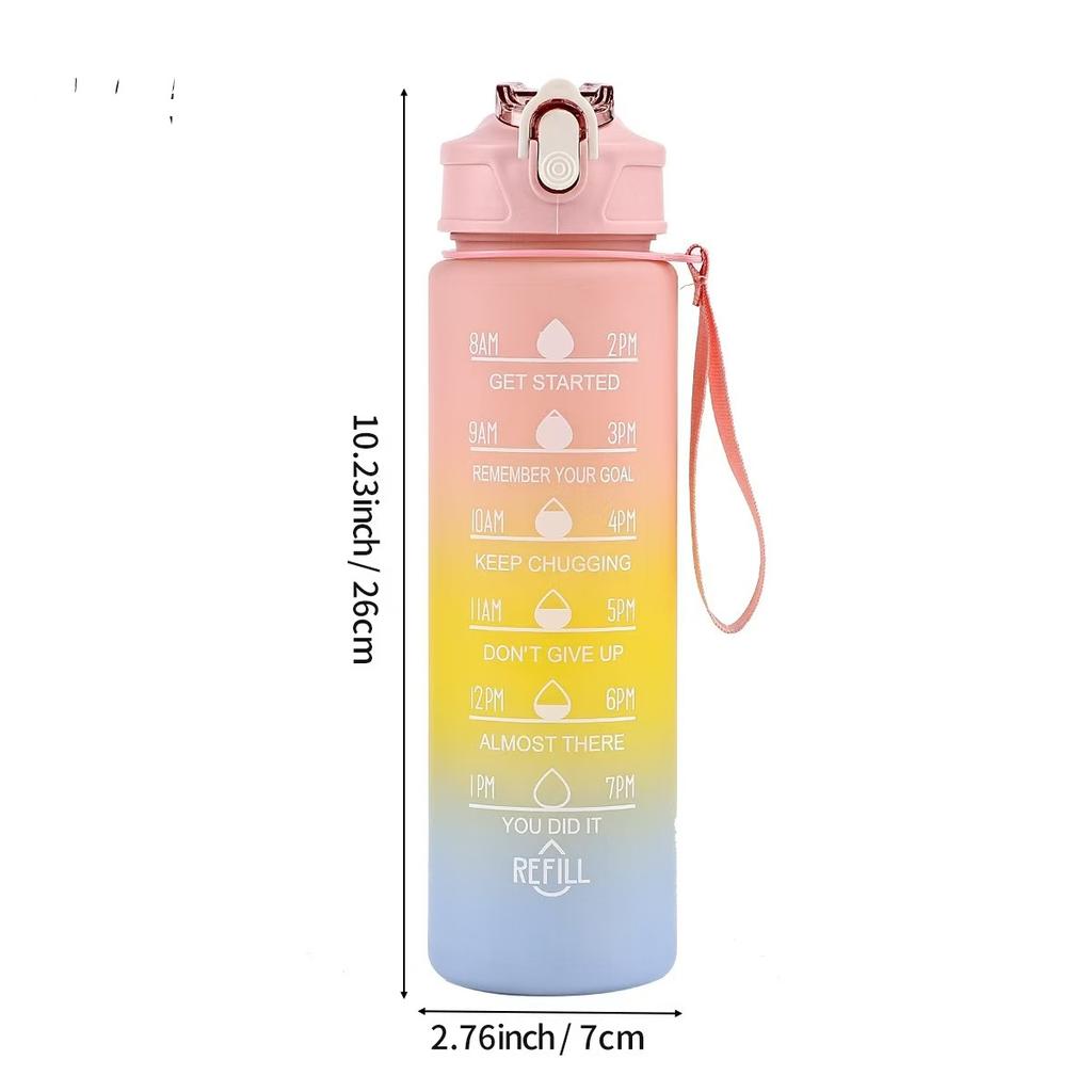 750Ml Gradual Change Color Large Capacity Plastic Straw Cup Girls Portable Plastic Kettle Students Outdoor Sports Water Bottle