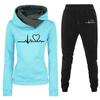 Women Casual 2 Piece Set Sports Tracksuit Long Sleeve High Collar Hoodies Pants Jogging Suits Sportswear