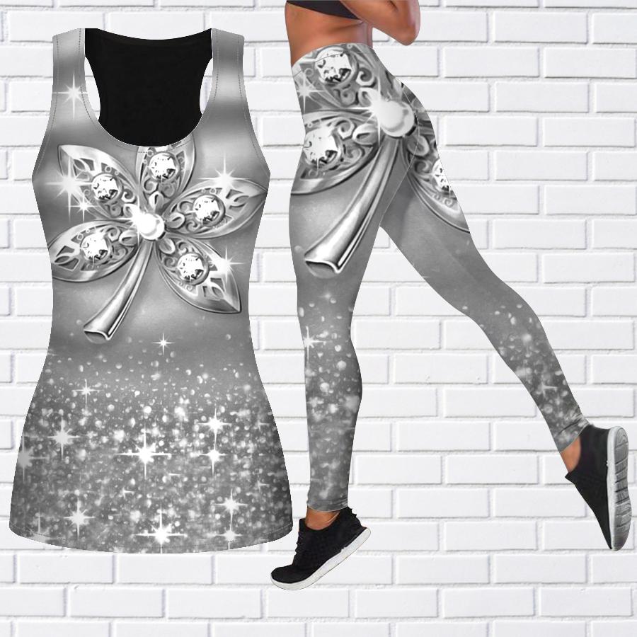 Экипировка для йоги с принтом хрустальных листьев для женщин, модные леггинсы для тренировок, спортивные повседневные штаны для фитнеса и йоги