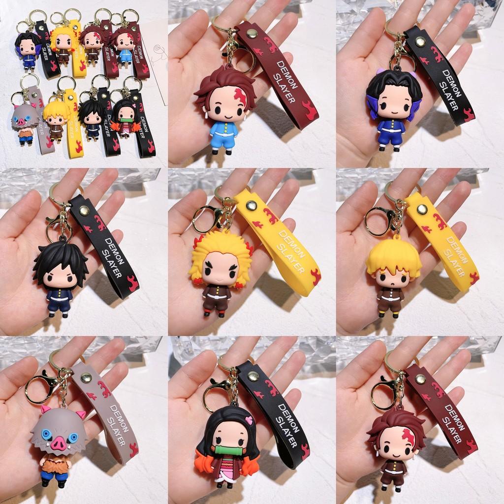 Cute Demon Slayer Keychain Tanjiro Nezuko Inosuke Figurine Gift For Backpacks