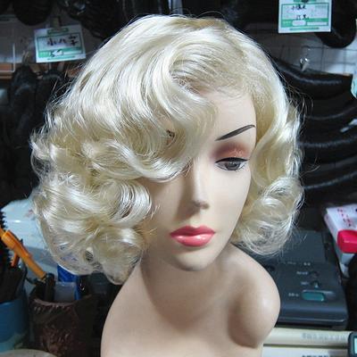 Мэрилин Косплей Парик Горячий Стиль Короткие Светлые Светлые Модные Вьющиеся Волосы Парики + Кепка Для Парика